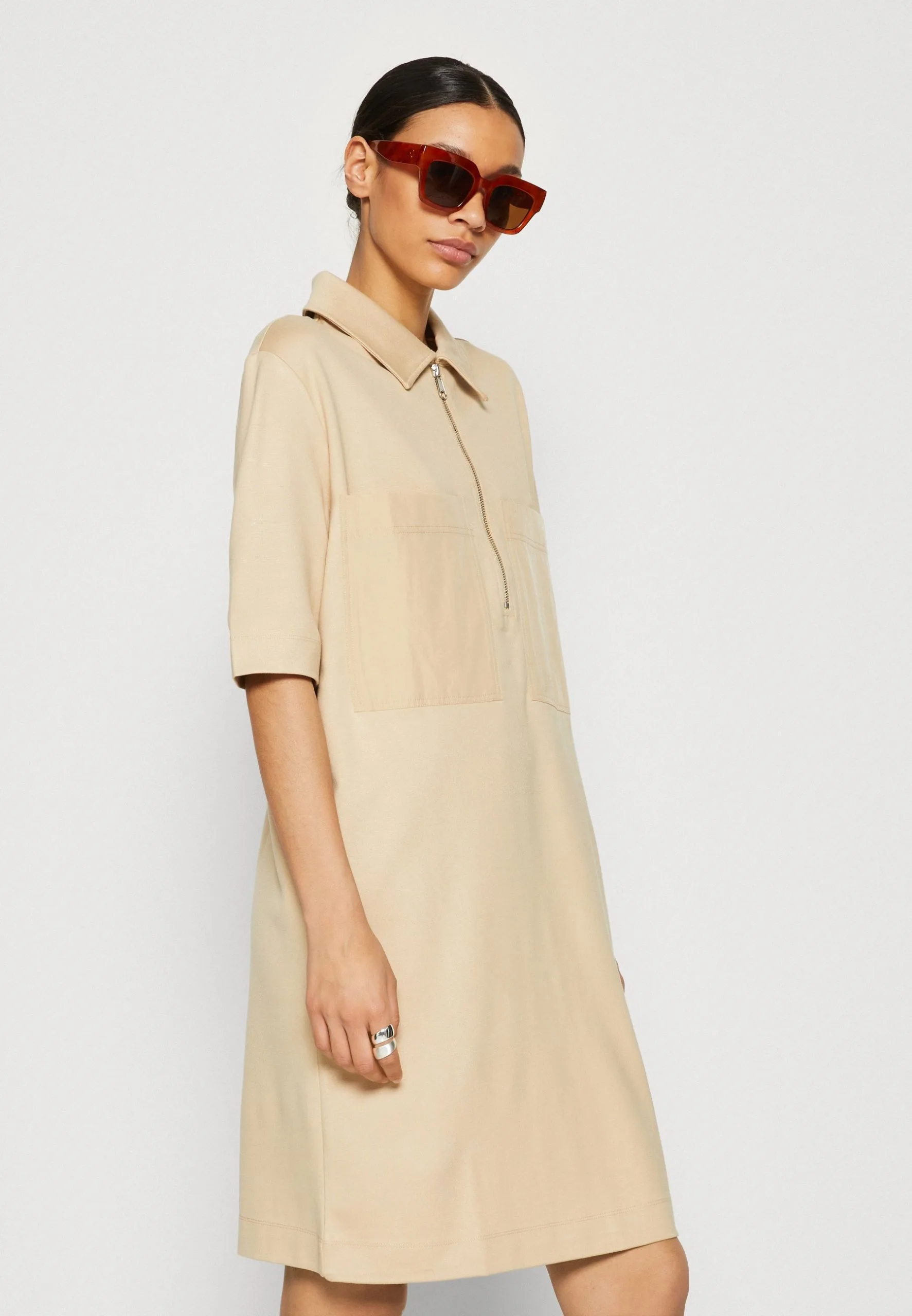 ESPRIT Zip Dress - Jerseykjole - Sand 6 ESPRIT Zip Dress - Jerseykjole - Sand - Bilde 4