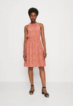 Edc By Esprit Neckholder Dress - Kjole - Coral Orange
