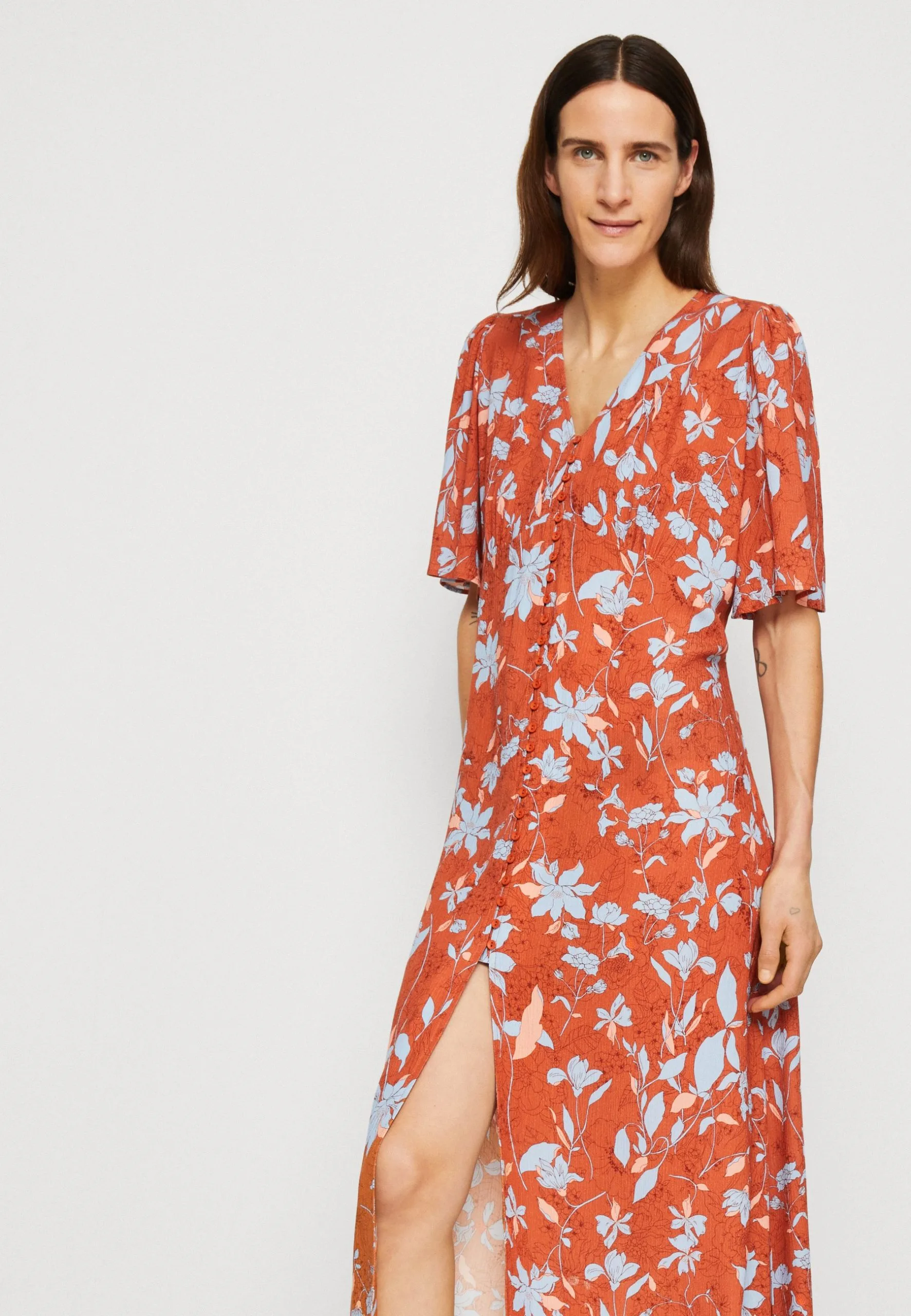 ESPRIT Dress - Skjortekjole - Coral Orange 6 ESPRIT Dress - Skjortekjole - Coral Orange - Bilde 4