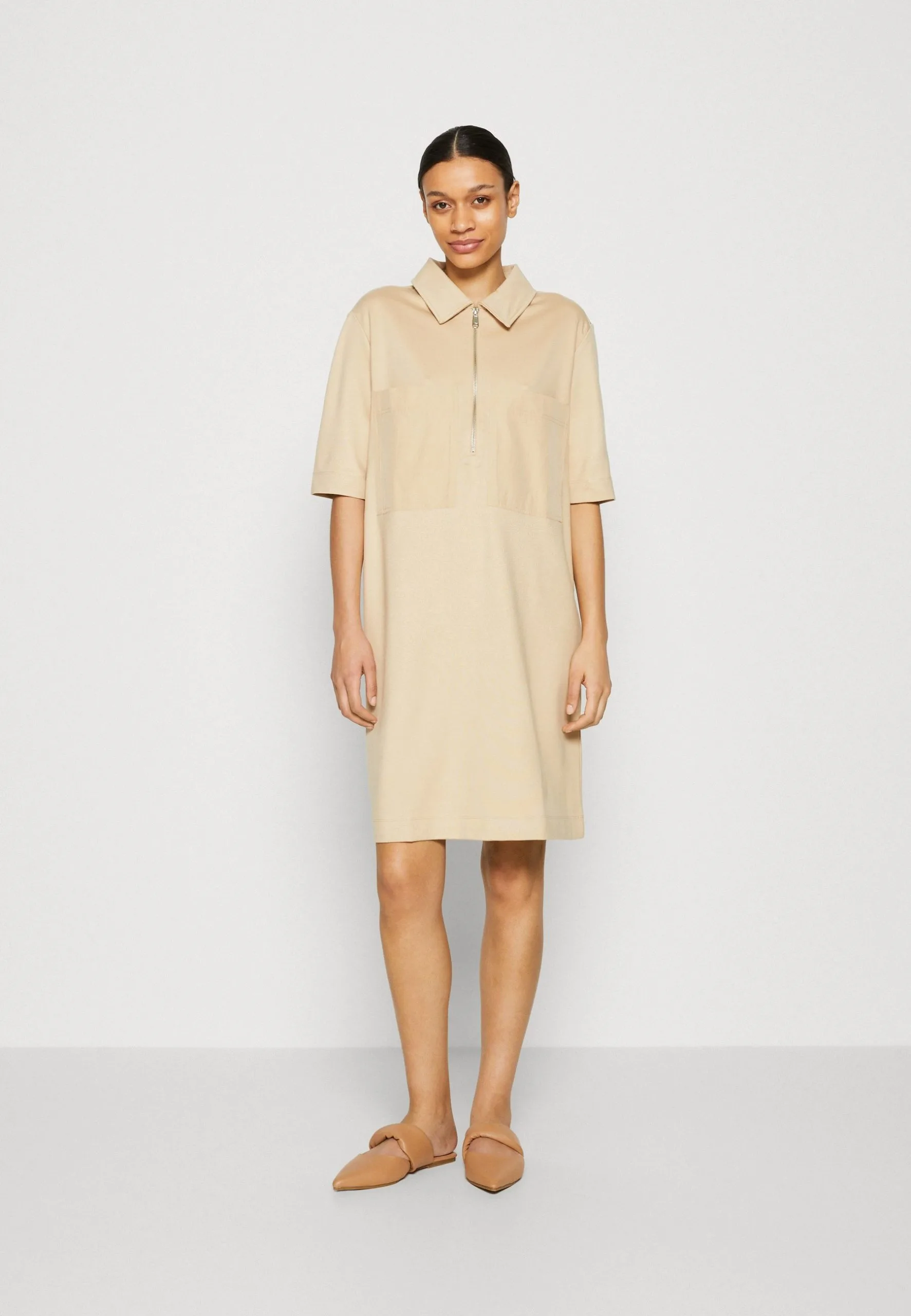 ESPRIT Zip Dress - Jerseykjole - Sand 3 ESPRIT Zip Dress - Jerseykjole - Sand