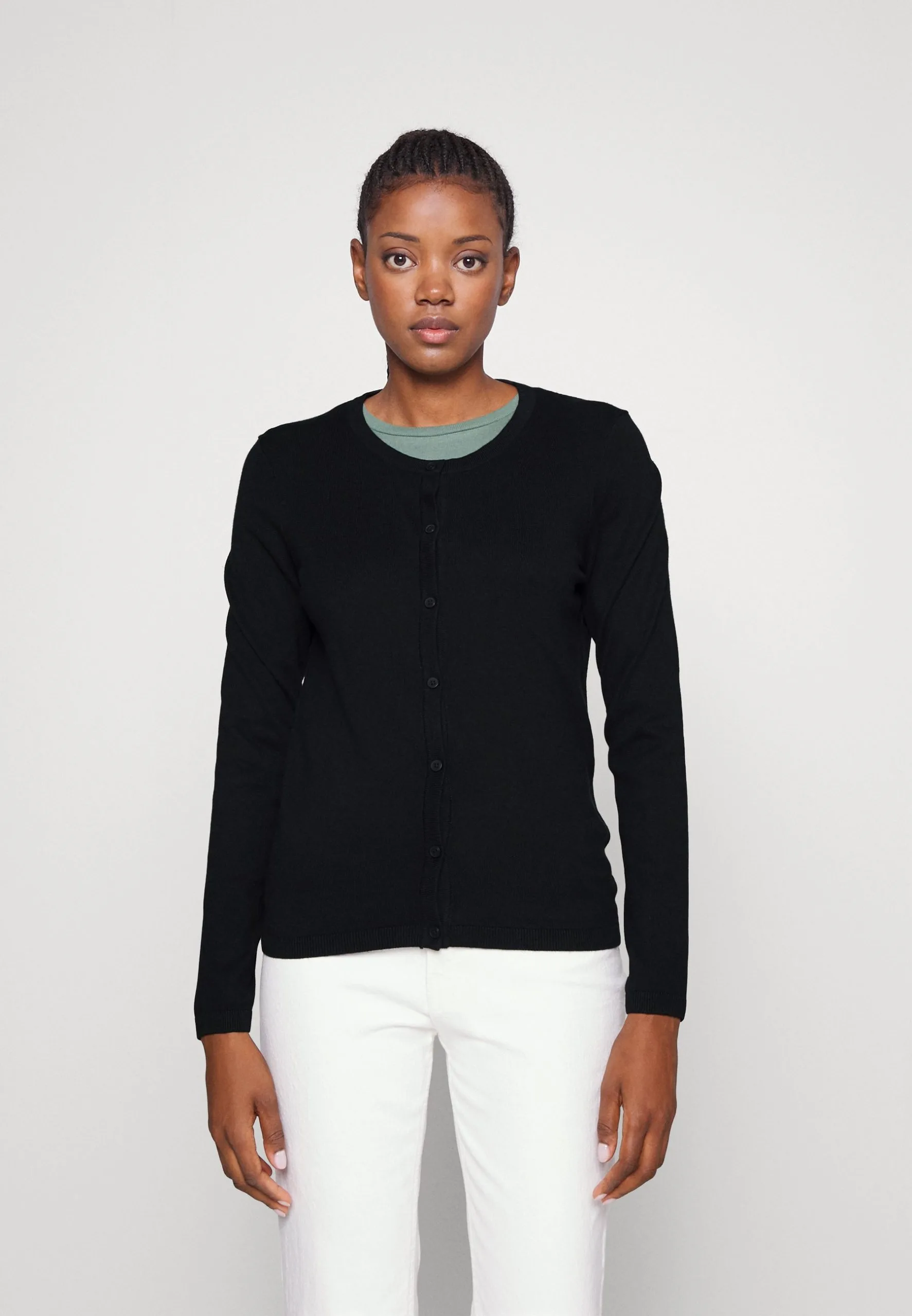 Edc By Esprit Basic Crewneck- Cardigan - Black 3 Edc By Esprit Basic Crewneck- Cardigan - Black