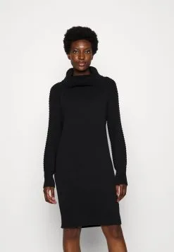 Edc By Esprit Wide Neck Dress - Strikket Kjole - Black