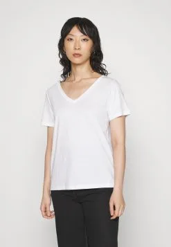 Edc By Esprit Slub V-Neck - T-Shirts - White