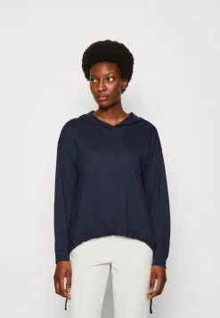 ESPRIT Bubble Hem Tee - Topper Langermet - Navy