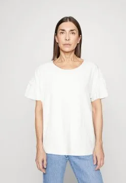 Edc By Esprit Open Structure - T-Shirts Med Print - White
