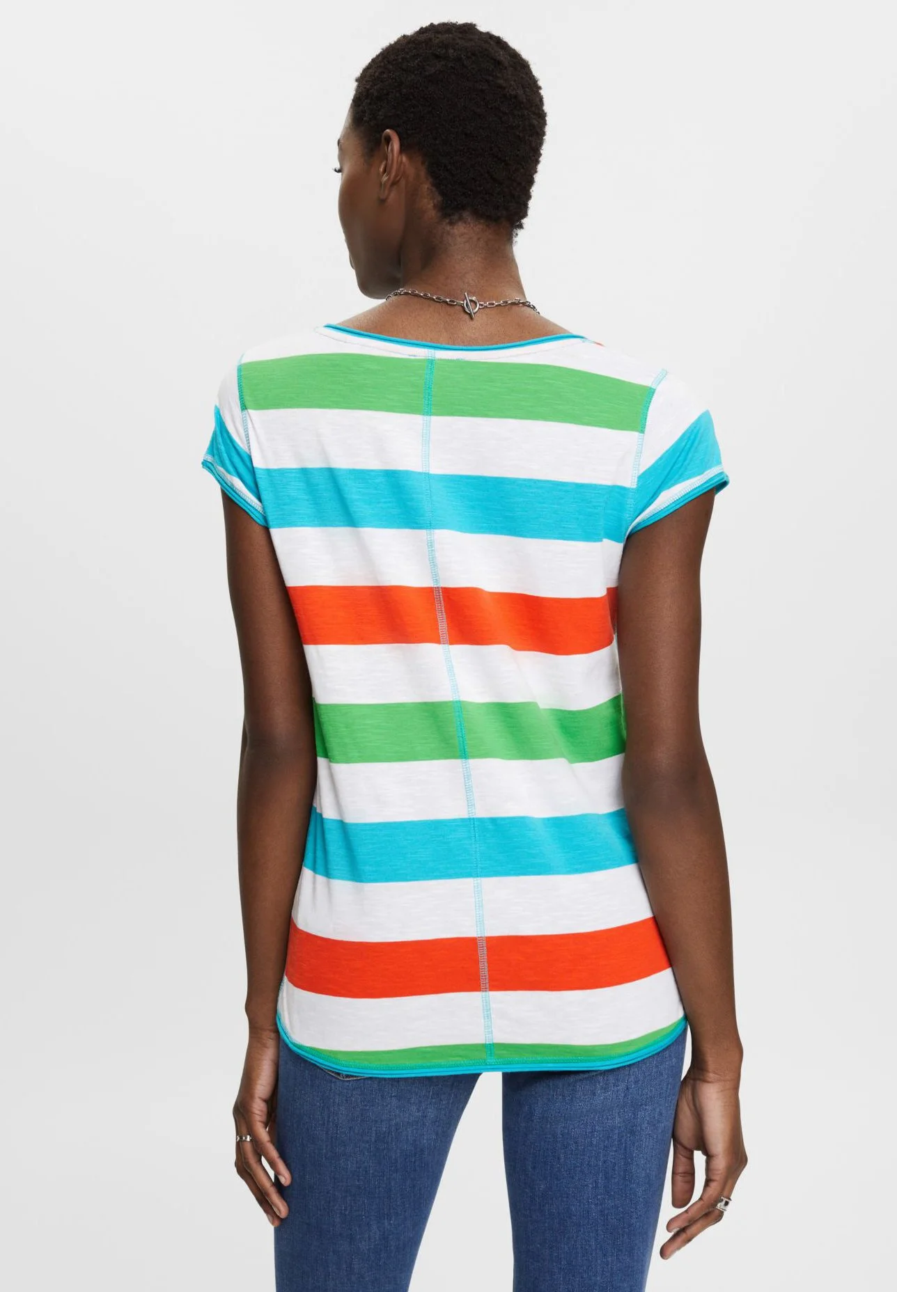 ESPRIT Striped Core Slub - T-Shirts Med Print - White 6 ESPRIT Striped Core Slub - T-Shirts Med Print - White - Bilde 4