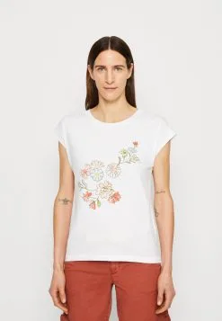 ESPRIT Stitch Detail - T-Shirts Med Print - White
