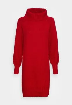 Edc By Esprit Wide Neck Dress - Strikket Kjole - Dark Red