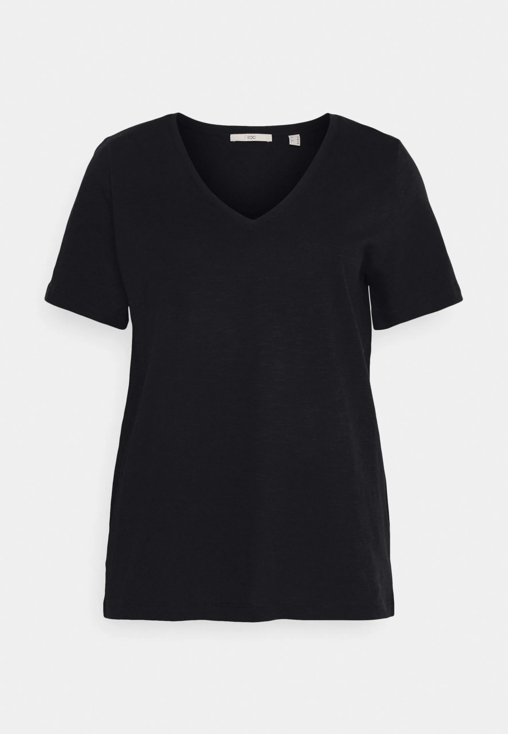 Edc By Esprit Slub V-Neck - T-Shirts - Black 6 Edc By Esprit Slub V-Neck - T-Shirts - Black - Bilde 4