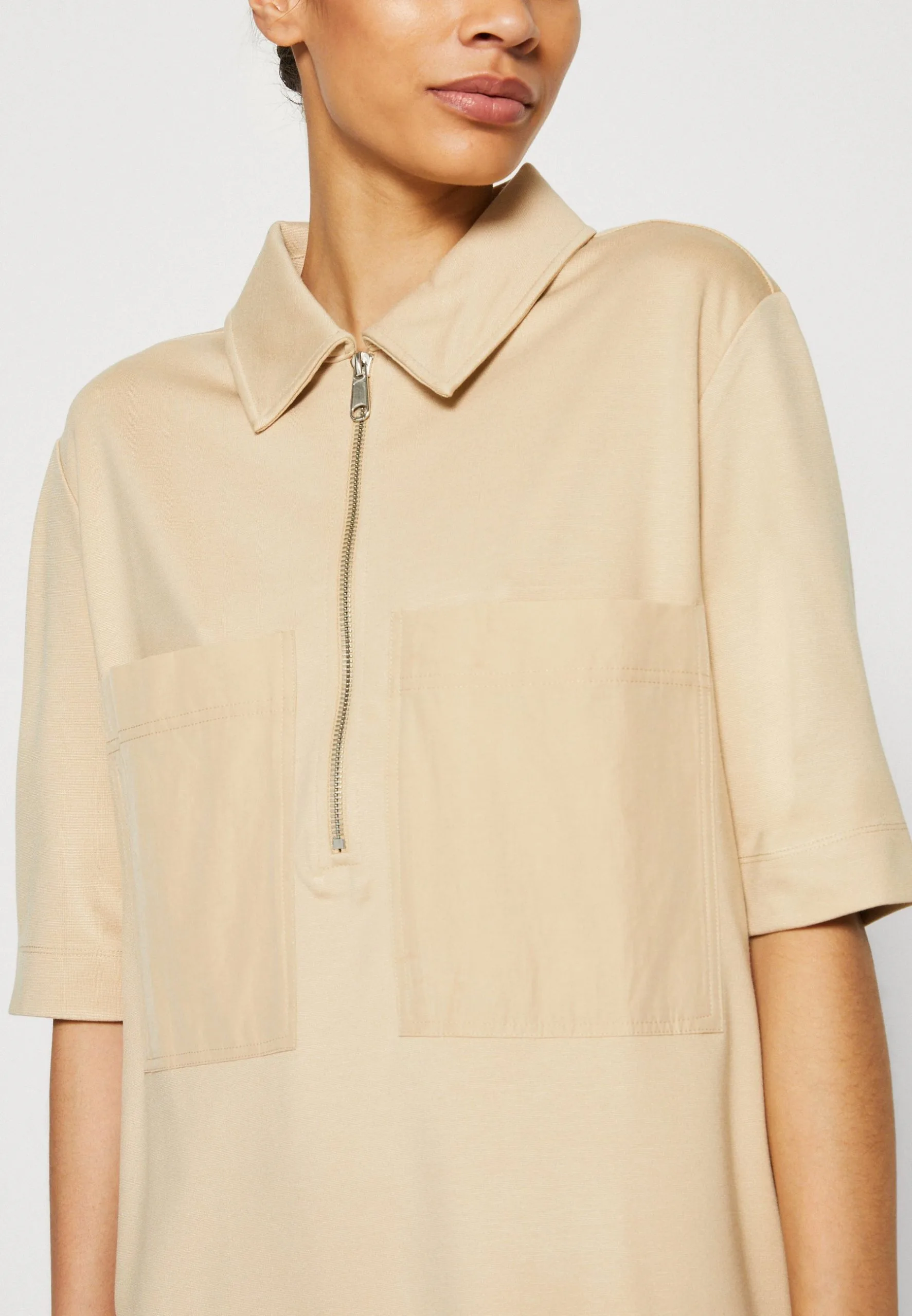 ESPRIT Zip Dress - Jerseykjole - Sand 8 ESPRIT Zip Dress - Jerseykjole - Sand - Bilde 6