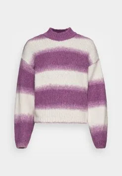 Edc By Esprit Mock Neck Strip - Strikkegenser - Violet