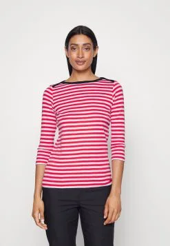 Edc By Esprit Full Needle Striped 3/4 Sleeve Tee - Topper Langermet - Red