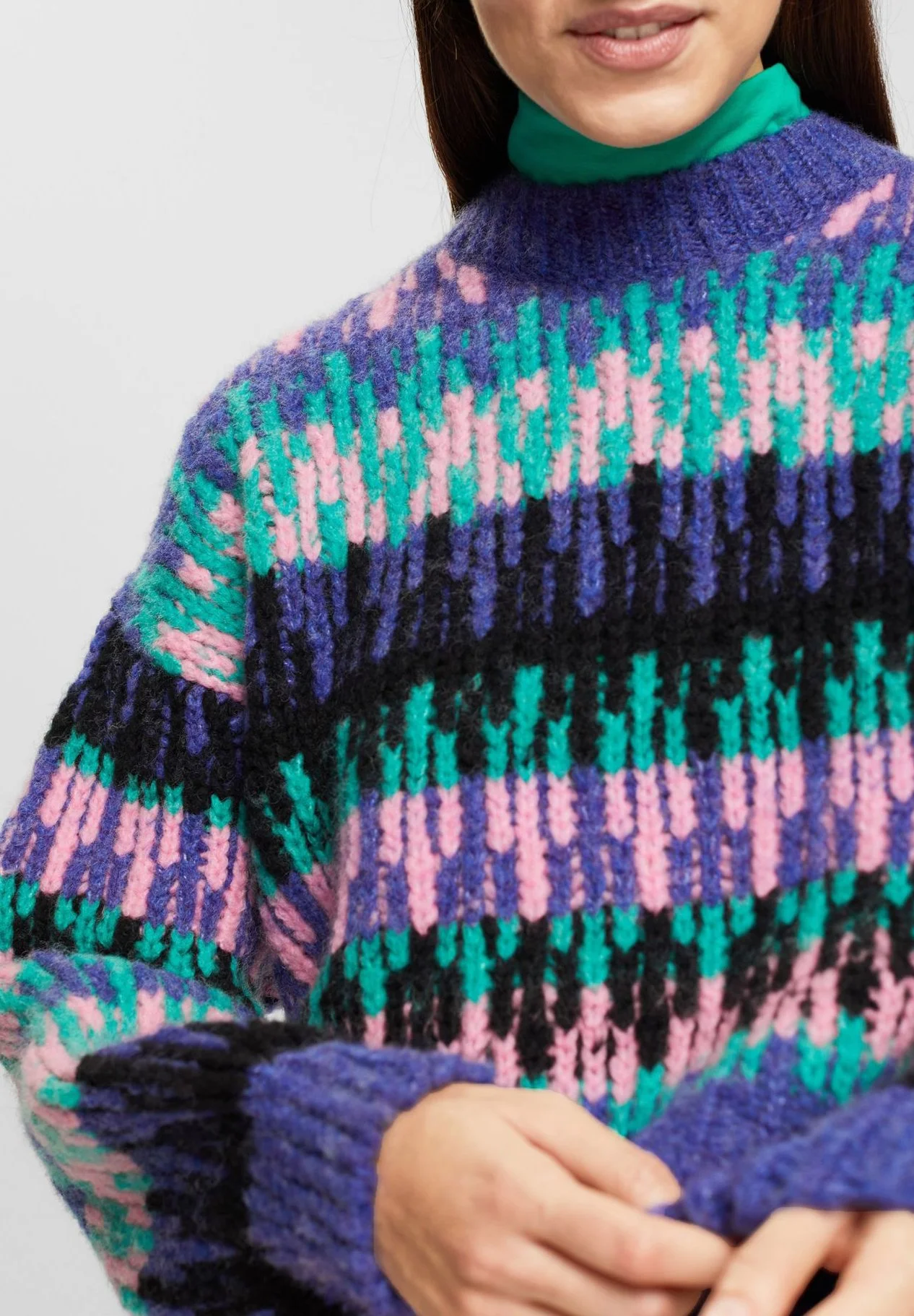 Edc By Esprit Cropped Jacquar - Strikkegenser - Bright Blue 6 Edc By Esprit Cropped Jacquar - Strikkegenser - Bright Blue - Bilde 4