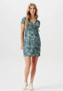 Nursing Short Sleeve Allover Print - Jerseykjole - Pastel Blue