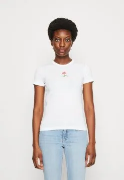 ESPRIT Butikk 51 Edc By Esprit Aw- T-Shirts Med Print - White