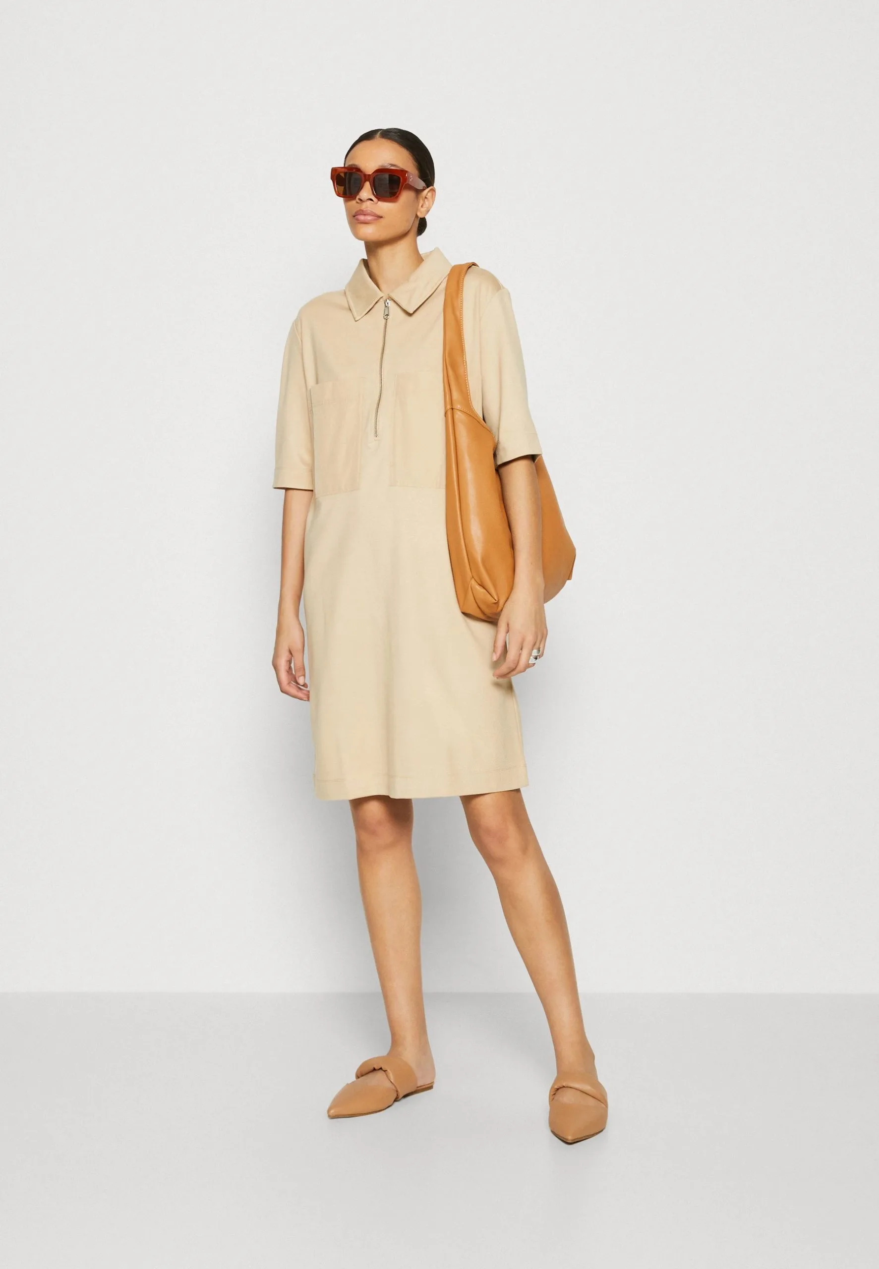 ESPRIT Zip Dress - Jerseykjole - Sand 4 ESPRIT Zip Dress - Jerseykjole - Sand - Bilde 2