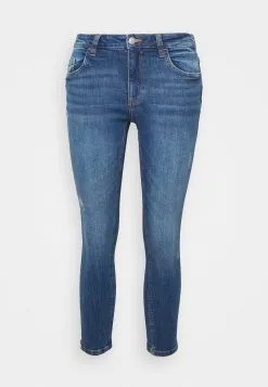 Edc By Esprit Medium Rise Cropped - Jeans Skinny Fit - Blue Medium Wash