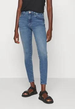 Edc By Esprit High Rise - Jeans Skinny Fit - Blue Medium Wash